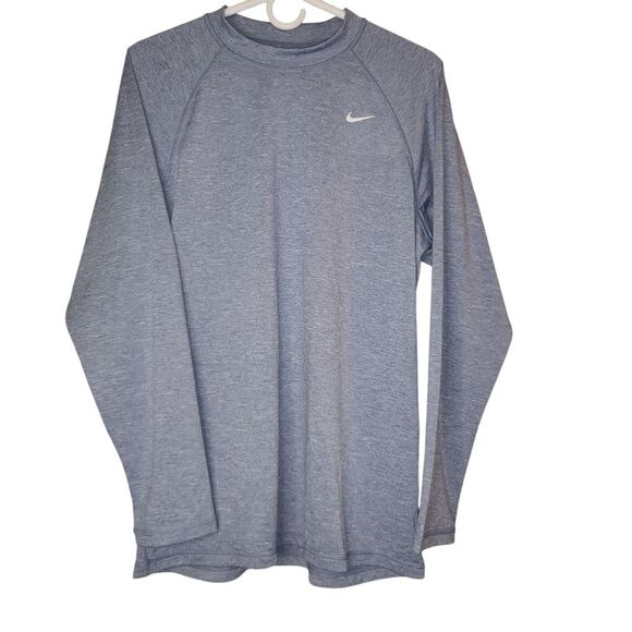 NWT Men's Nike Dri-Fit 'Dry' Long Sleeve T-Shirt Heather Lt Blue Medium - Picture 1 of 8
